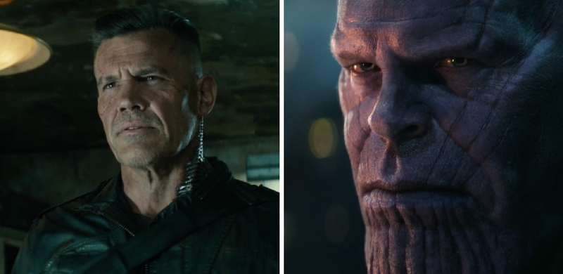 Josh Brolin as Cable in Deadpool 2 and Thanos in Avengers: Infinity War.